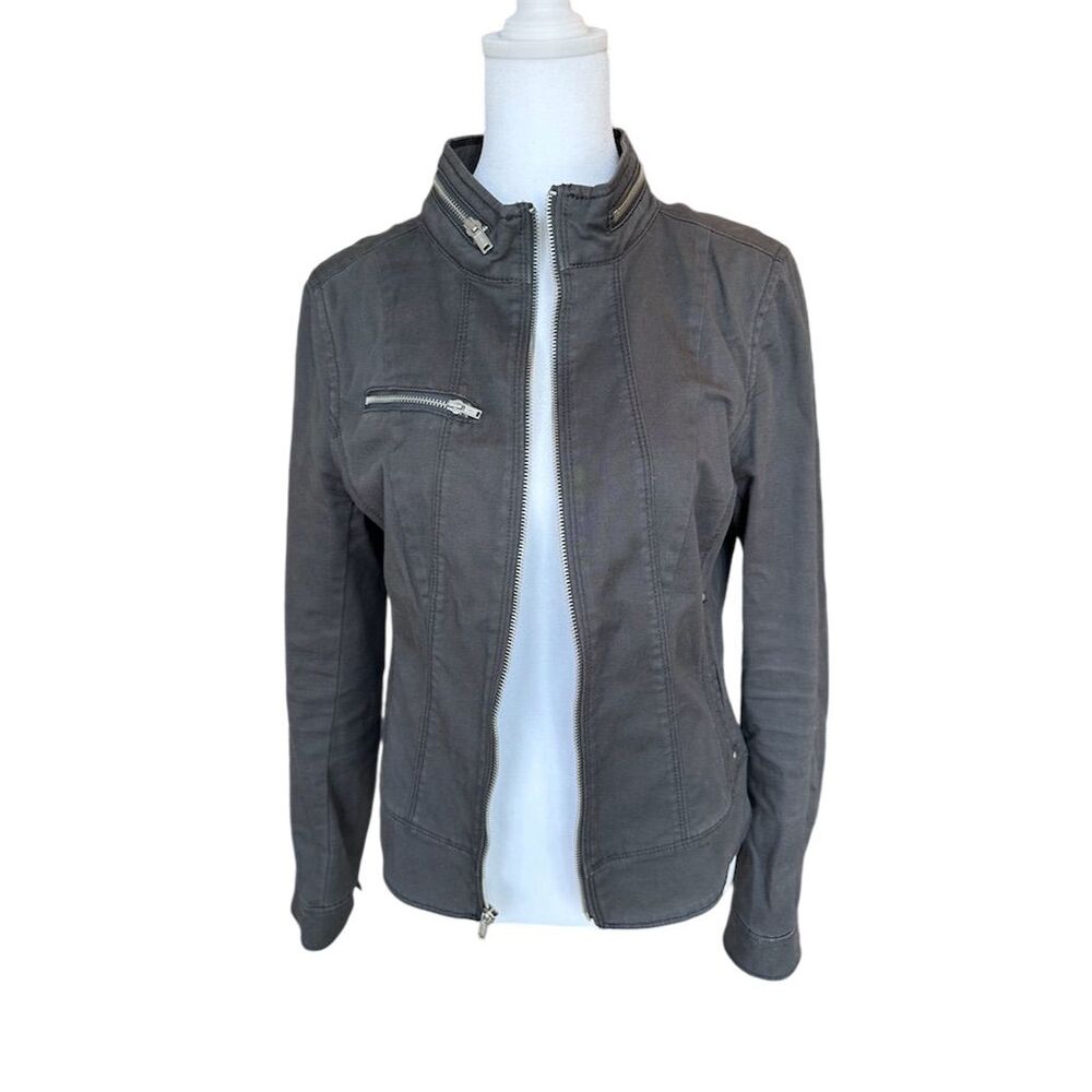 Express Women's Moto Jacket Size 4 Charcoal Gray Casual Zip Up
